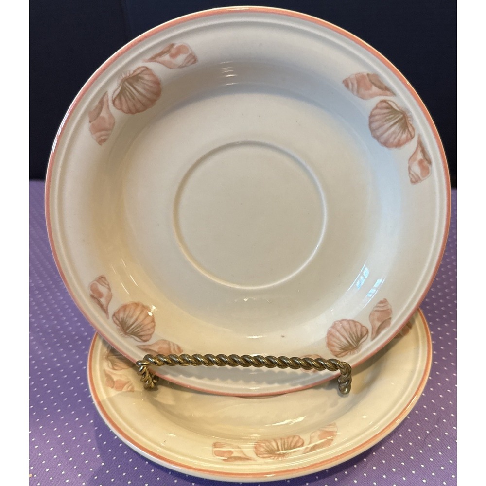 SangoStone 3664 Saucers Plates ONLY Coquille Seashells Clam Set Of 2